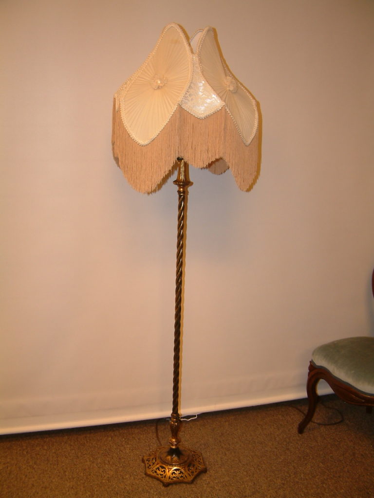 Ornate Floor Lamp Fringed Shade Salado Creek Antiques
