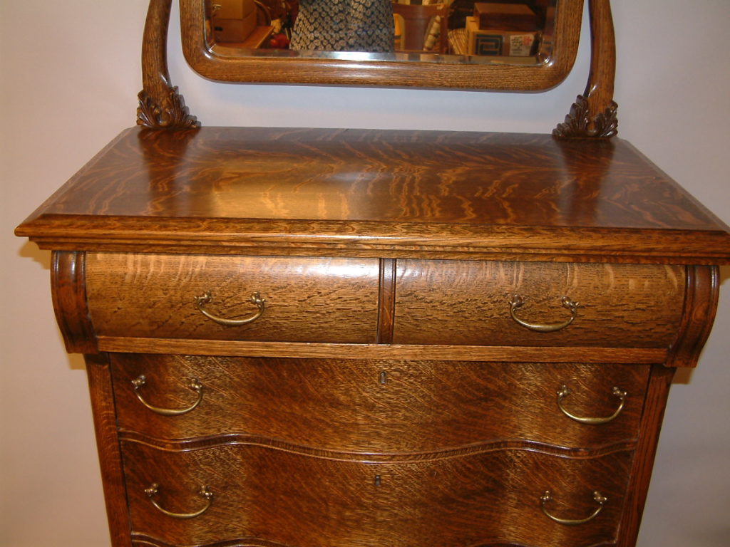 Quartersawn Oak Mirrored Highboy Chest SOLD Salado Creek Antiques