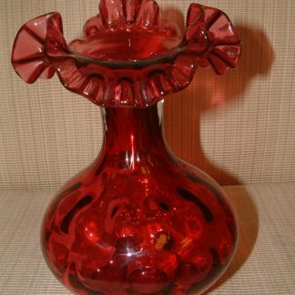 Fenton Cranberry Thumbprint  Ruffled Fluted Rim Vase SOLD