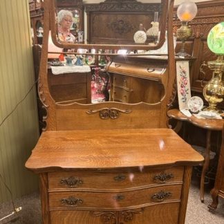 Quartersawn Oak Fancy Mirrored  Washstand  SOLD