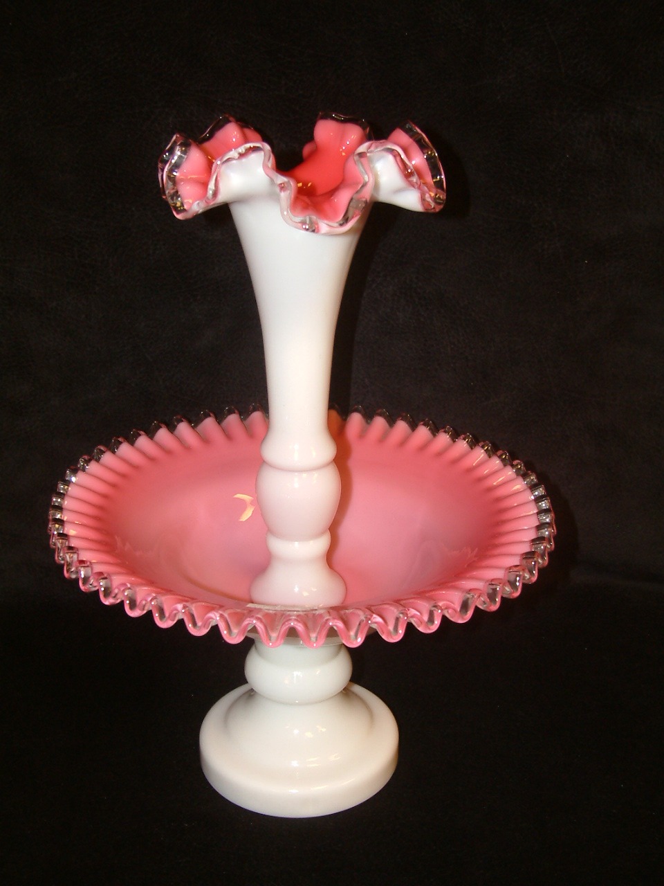 Rare Large Peachblow Peach Crest Epergne