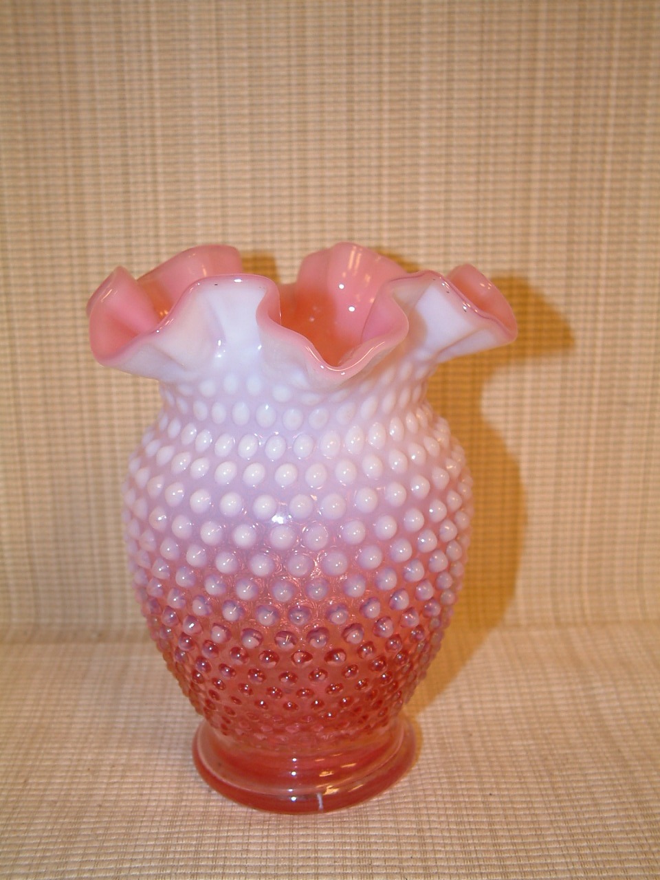 Fenton Cranberry Hobnail Vase