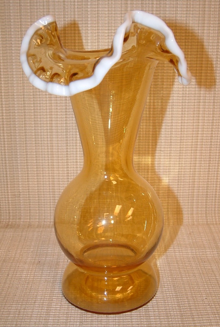 Fenton Honey Amber Snow Crest Vase