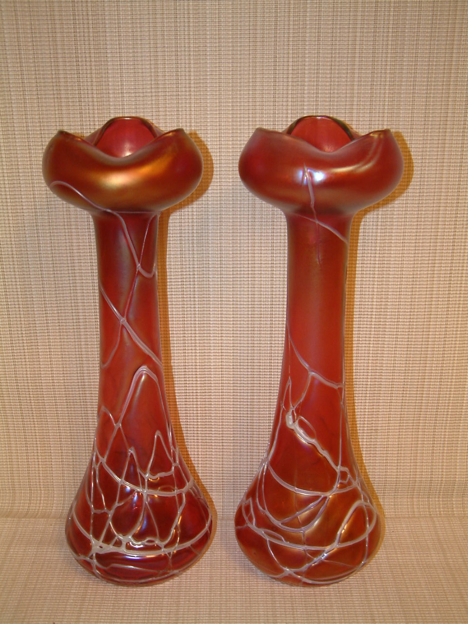 rare tall bohemian cranberry vases