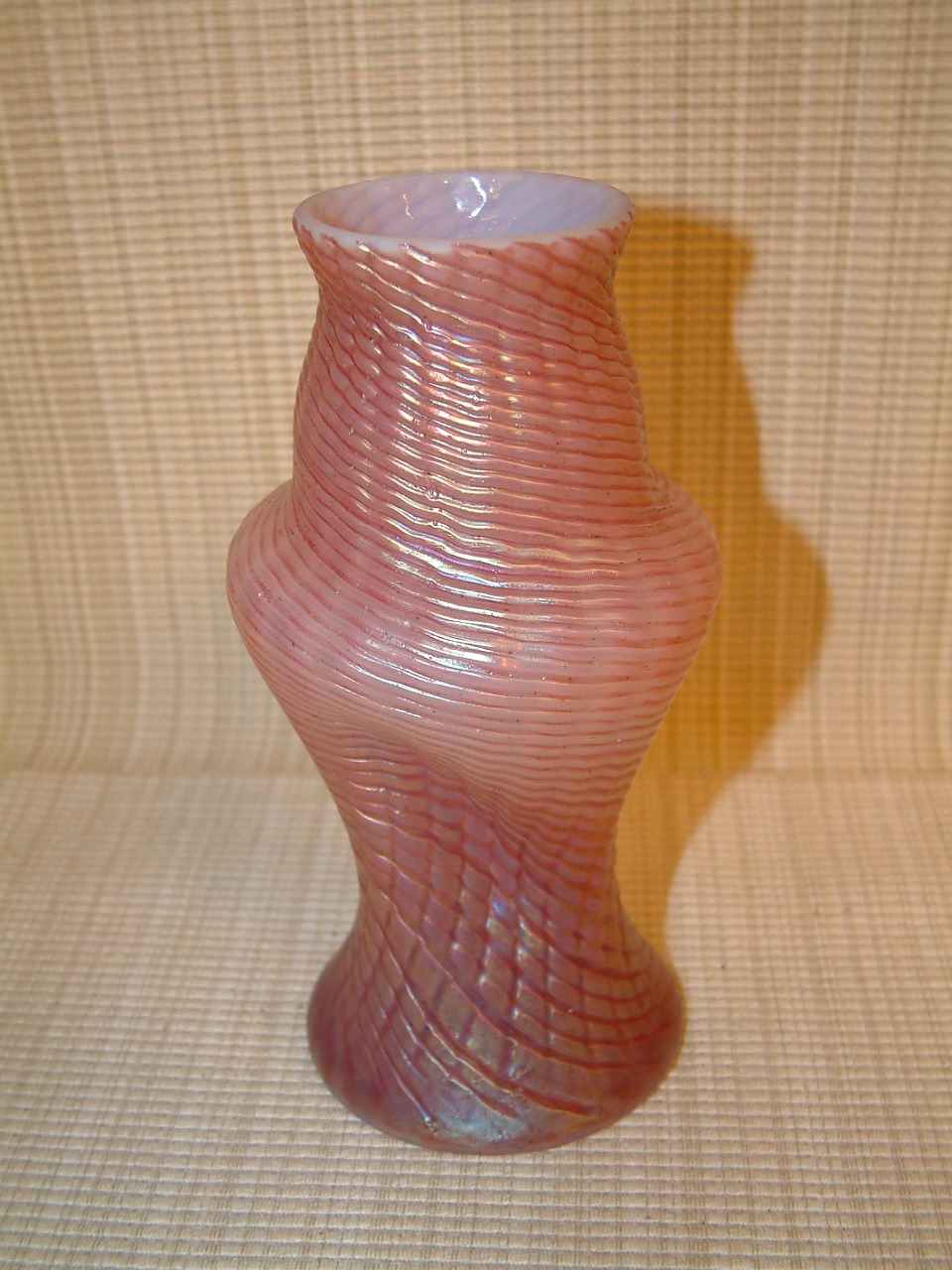 Bohemian Cranberry Swirl Vase