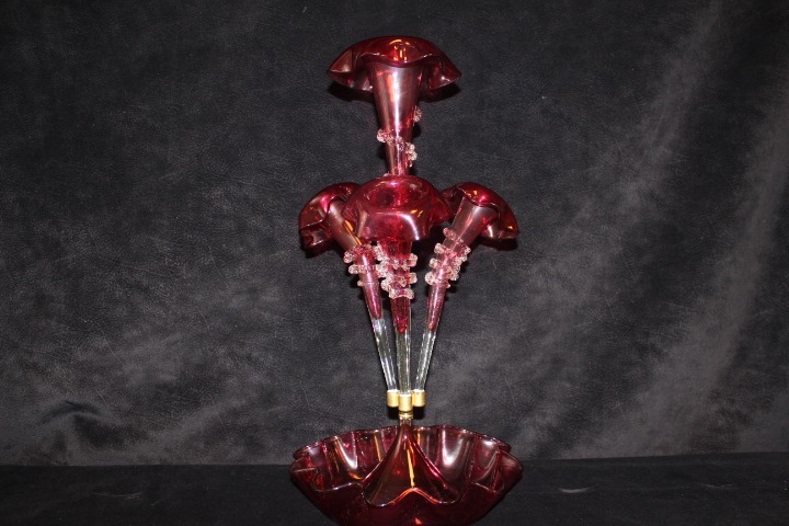 cranberry rare shape epergne