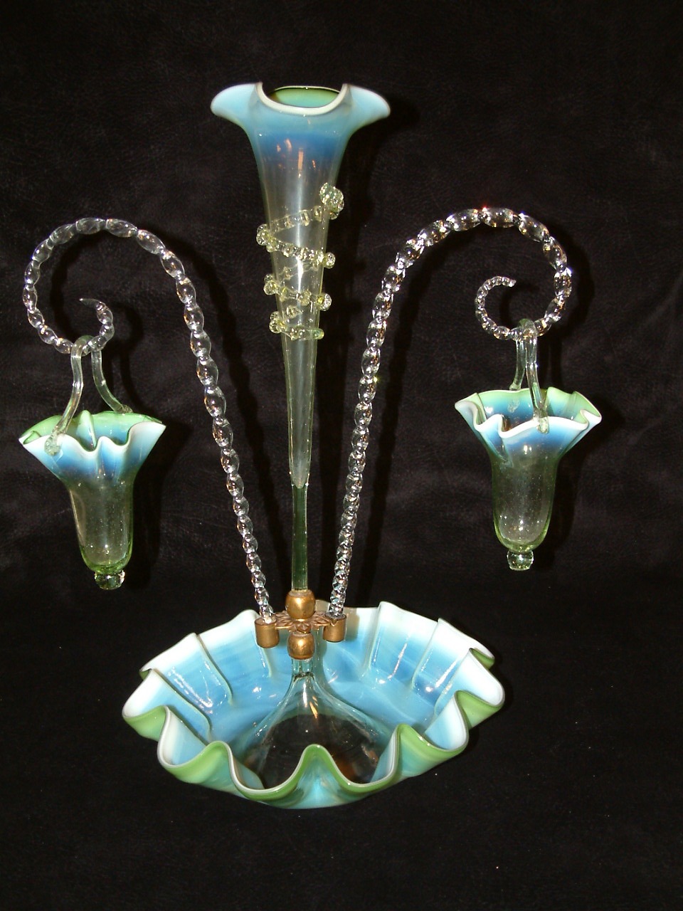 green opal single flute with baskets