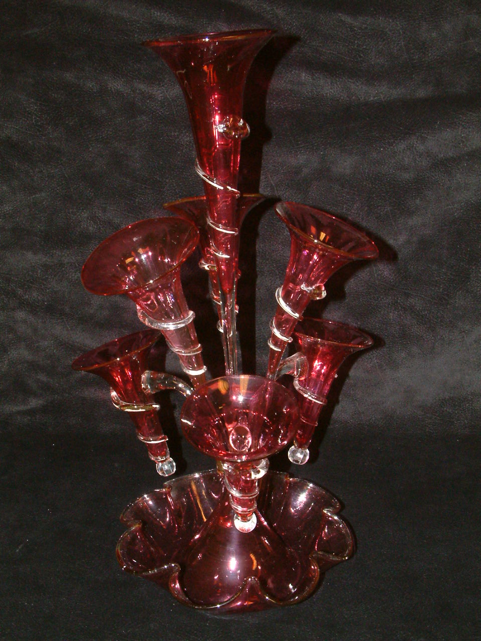 cranberry 7 flute epergne